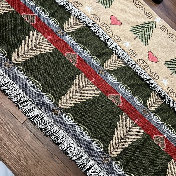 Vintage Hearts Stars Swirls Trees Throw - Picture 8 of 9